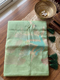 Green Linen Cotton Banarasi Saree | EZB SI04 SUFLE1004