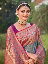 Blue Banarasi Silk Brocade Saree | EZB SI04 SUGAU1001