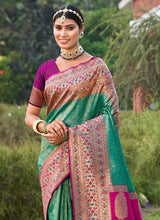 Rama Green Banarasi Silk Brocade Saree | EZB SI04 SUGAU1003