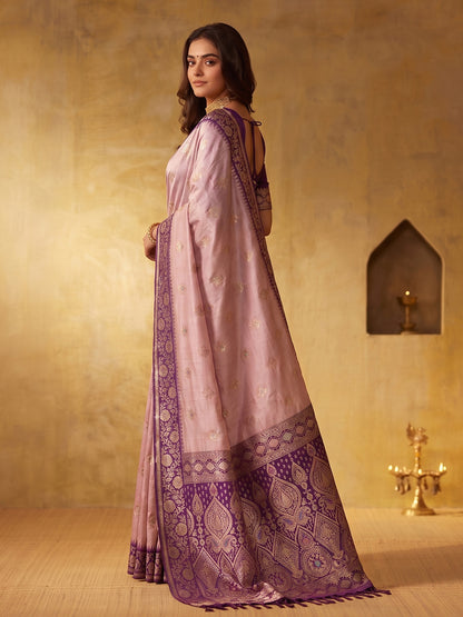 WINE & WINE Silk Blend Banarasi Brocade Saree | EZB SI04 SUGEE1003