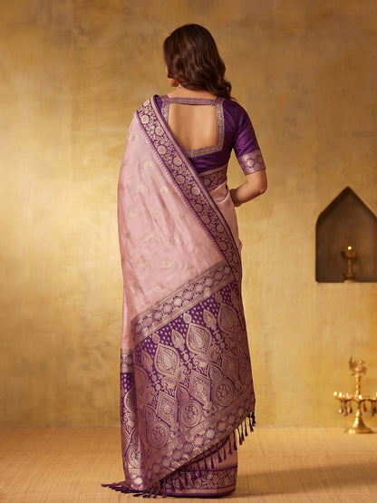 WINE & WINE Silk Blend Banarasi Brocade Saree | EZB SI04 SUGEE1003