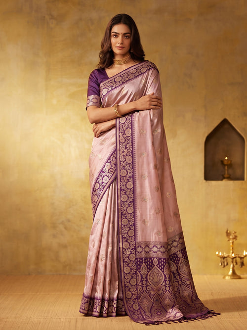 WINE & WINE Silk Blend Banarasi Brocade Saree | EZB SI04 SUGEE1003