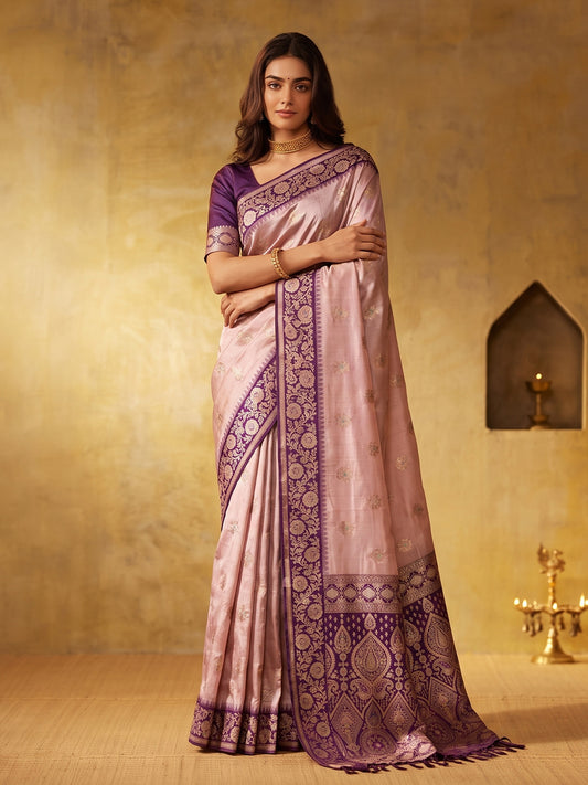 WINE & WINE Silk Blend Banarasi Brocade Saree | EZB SI04 SUGEE1003