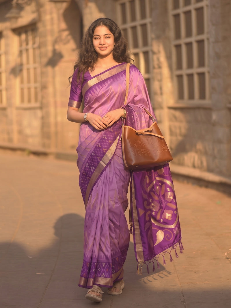Lavender Soft Silk Ikat Saree | EZB SI04 SUIDR1006