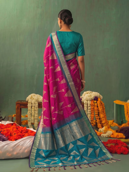 PINK & RAMA Soft Silk Banarasi Brocade Saree | EZB SI04 SUKAI1001