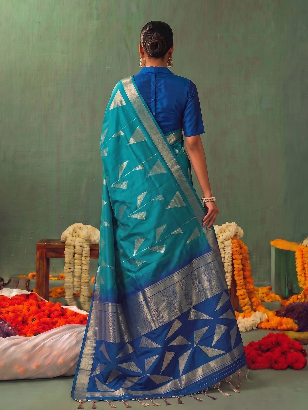 RAMA  & BLUE Soft Silk Banarasi Brocade Saree | EZB SI04 SUKAI1002