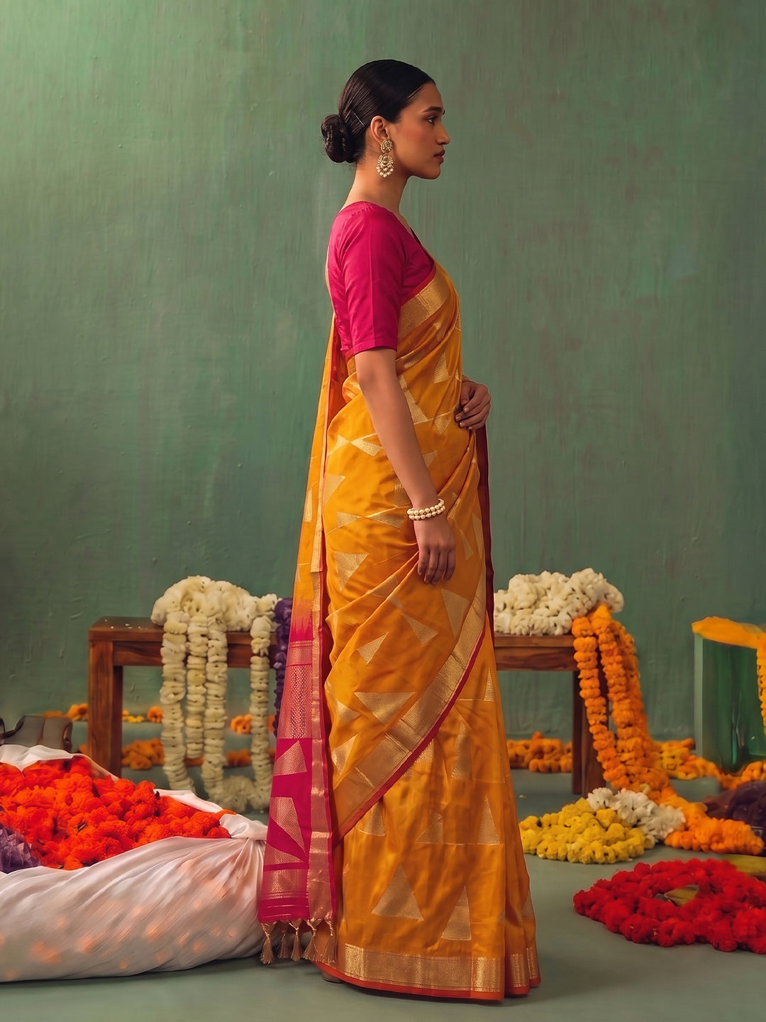ORANGE  & RED Soft Silk Banarasi Brocade Saree | EZB SI04 SUKAI1003
