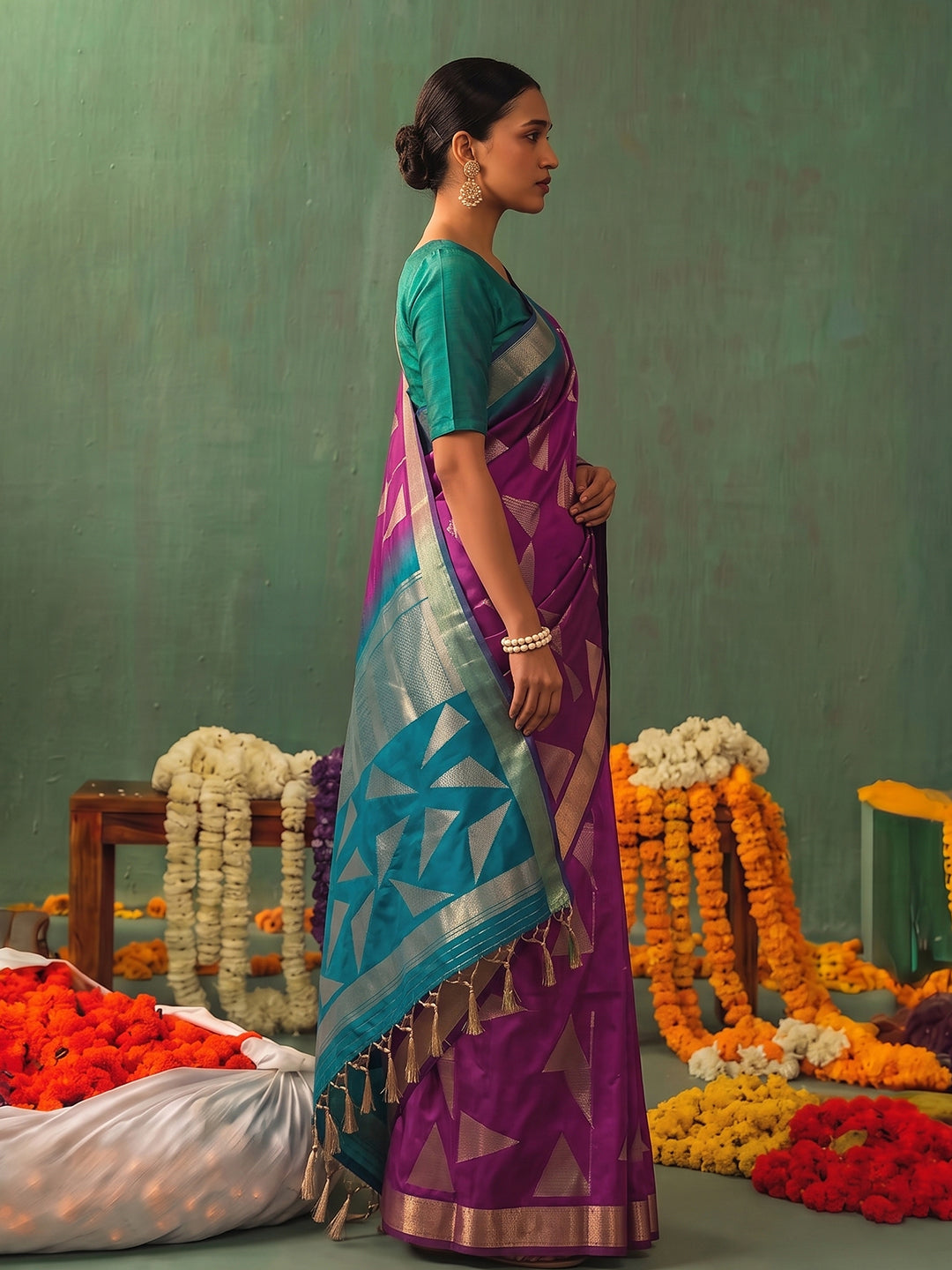 WINE & RAMA Soft Silk Banarasi Brocade Saree | EZB SI04 SUKAI1004