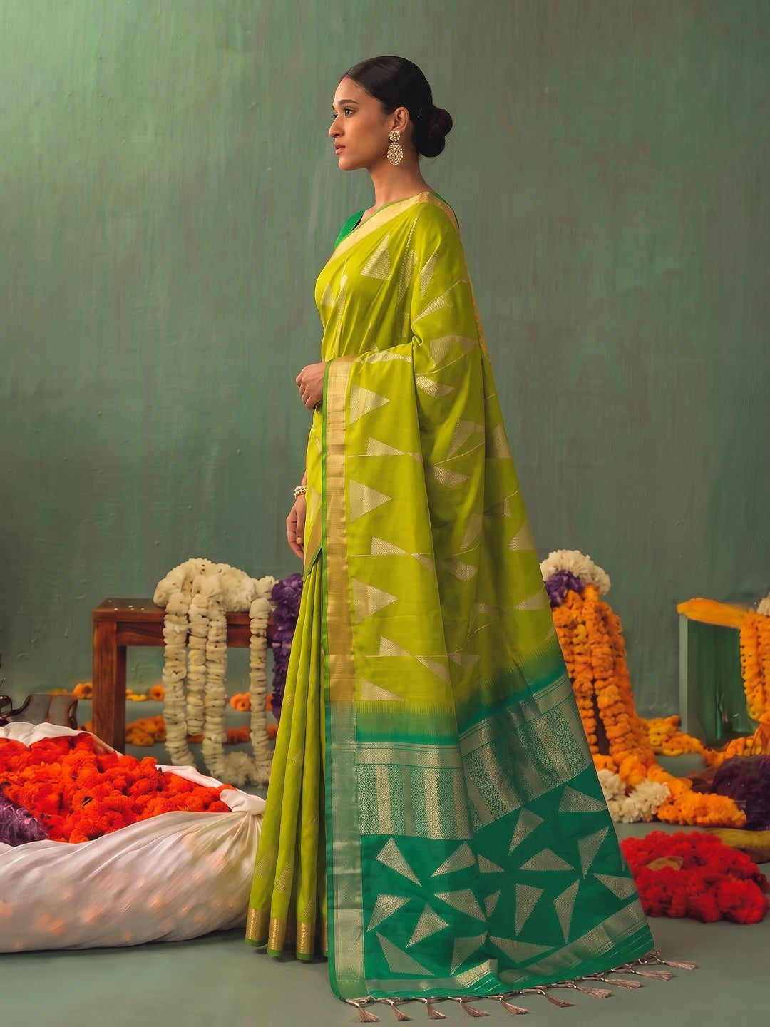 MUSTRD & GREEN Soft Silk Banarasi Brocade Saree | EZB SI04 SUKAI1005