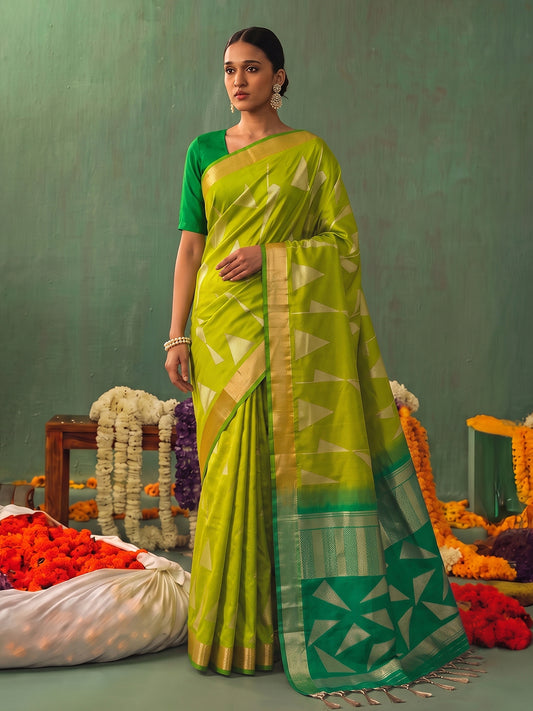 MUSTRD & GREEN Soft Silk Banarasi Brocade Saree | EZB SI04 SUKAI1005