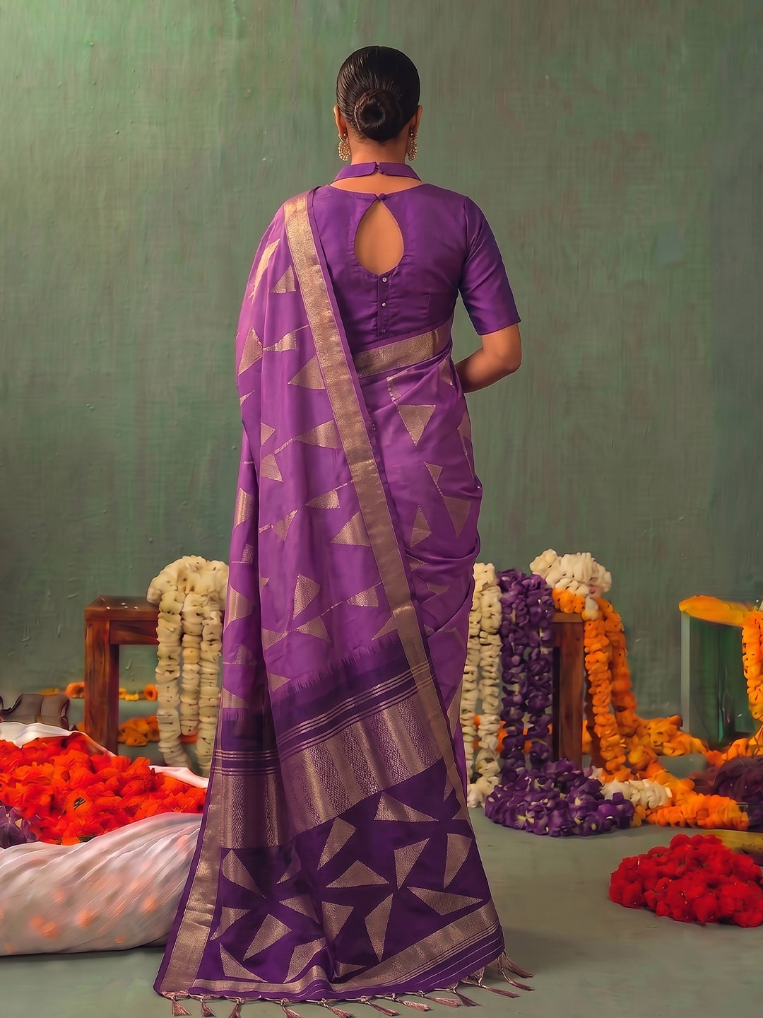 PURPLE & PURPLE Soft Silk Banarasi Brocade Saree | EZB SI04 SUKAI1006