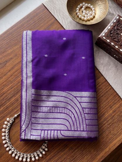 Blue Cotton Blend Brocade Pallu Saree | EZB SI04 SUKAT1002