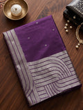 Purple Cotton Blend Brocade Pallu Saree | EZB SI04 SUKAT1005