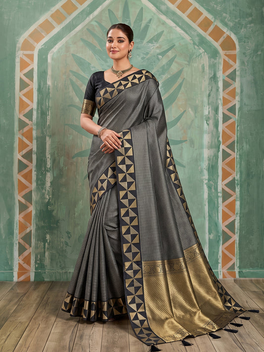 BLACK Art Silk Banarasi Saree | EZB SI04 SUKAT2001