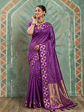 Purple Art Silk Banarasi Saree | EZB SI04 SUKAT2002