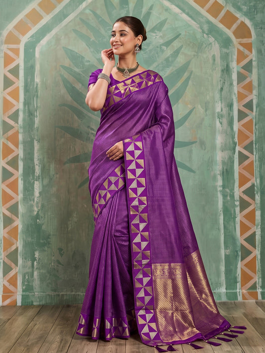 Purple Art Silk Banarasi Saree | EZB SI04 SUKAT2002