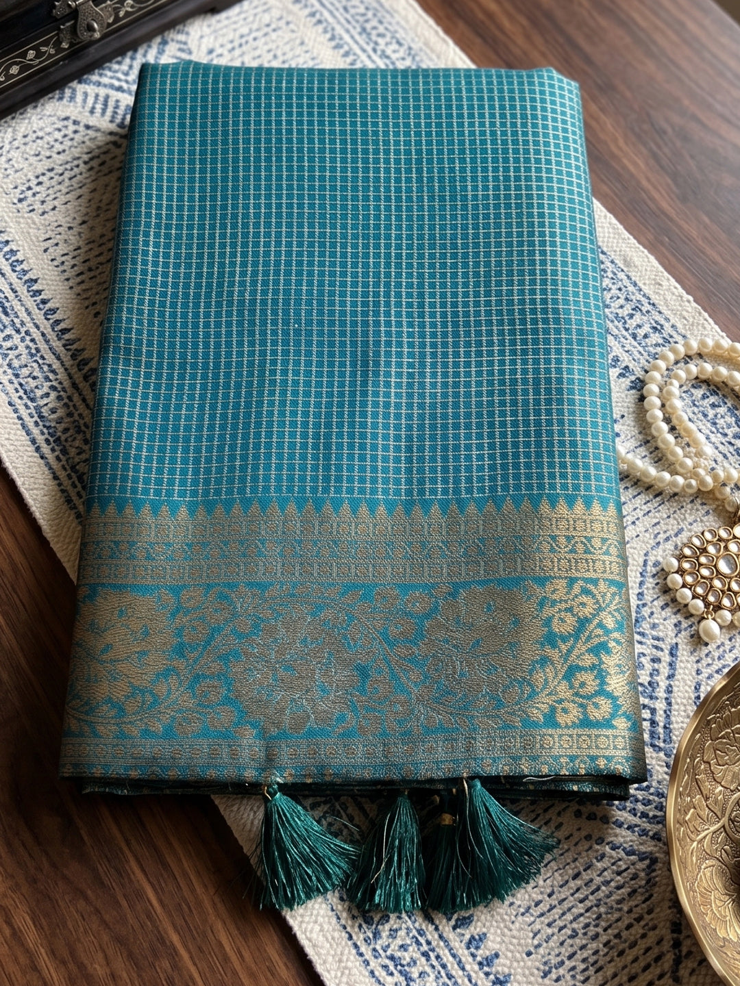 Teal Art Silk Banarasi Saree | EZB SI04 SUKAT2003