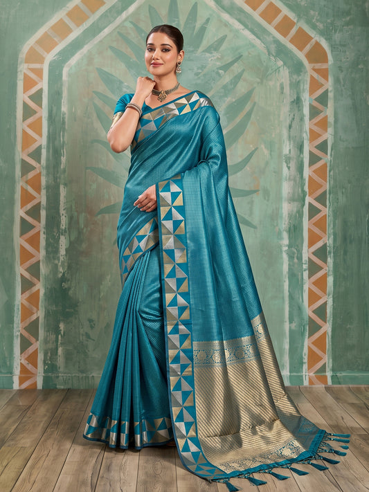 Teal Art Silk Banarasi Saree | EZB SI04 SUKAT2003