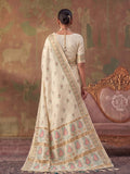 Cream Soft Silk Woven Paisley Saree | EZB SI04 SUKHV1001
