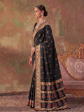 Black Soft Silk Woven Paisley Saree | EZB SI04 SUKHV1004