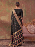 Black Soft Silk Woven Paisley Saree | EZB SI04 SUKHV1004