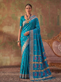 Teal Soft Silk Woven Paisley Saree | EZB SI04 SUKHV1006
