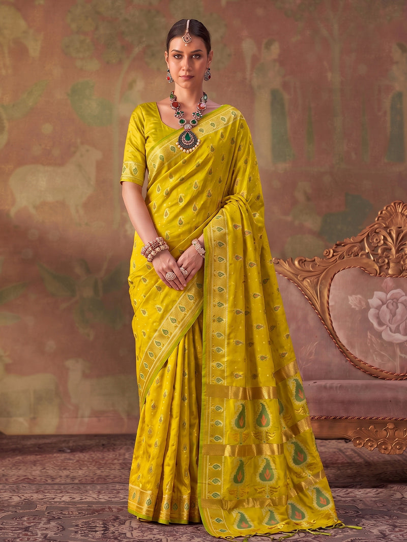 Mustard Soft Silk Woven Paisley Saree | EZB SI04 SUKHV1007