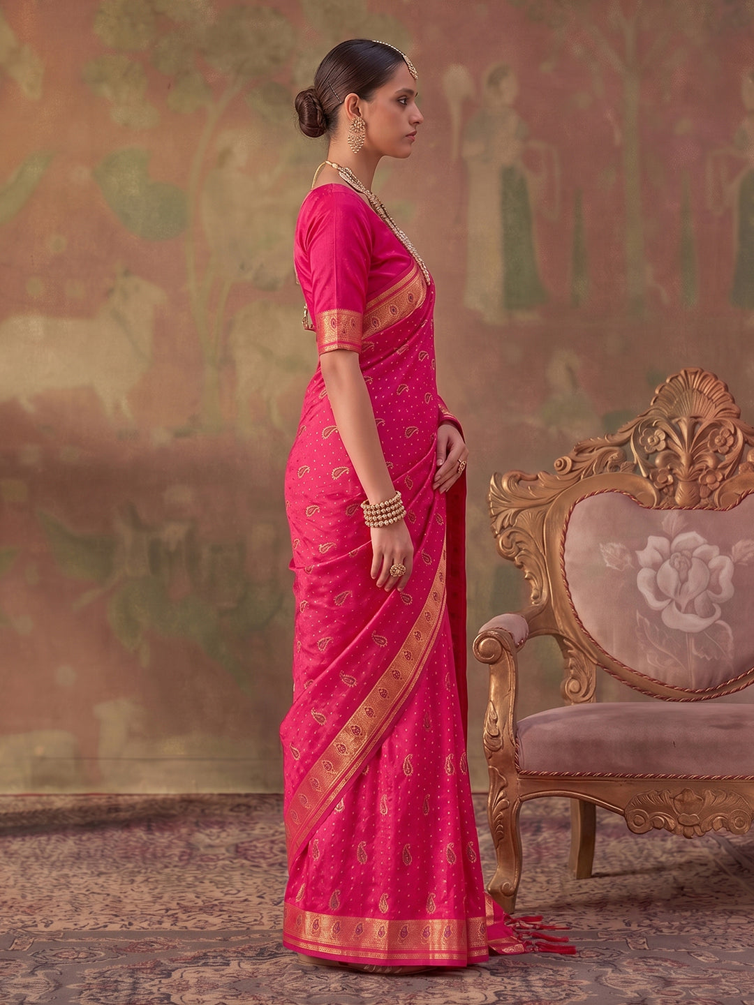 Light Pink Soft Silk Woven Paisley Saree | EZB SI04 SUKHV1008