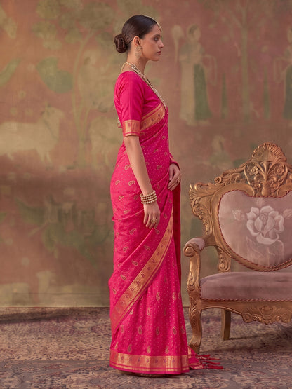 Light Pink Soft Silk Woven Paisley Saree | EZB SI04 SUKHV1008