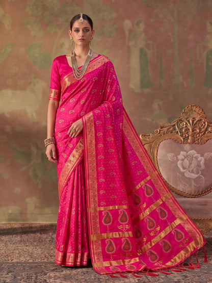 Light Pink Soft Silk Woven Paisley Saree | EZB SI04 SUKHV1008
