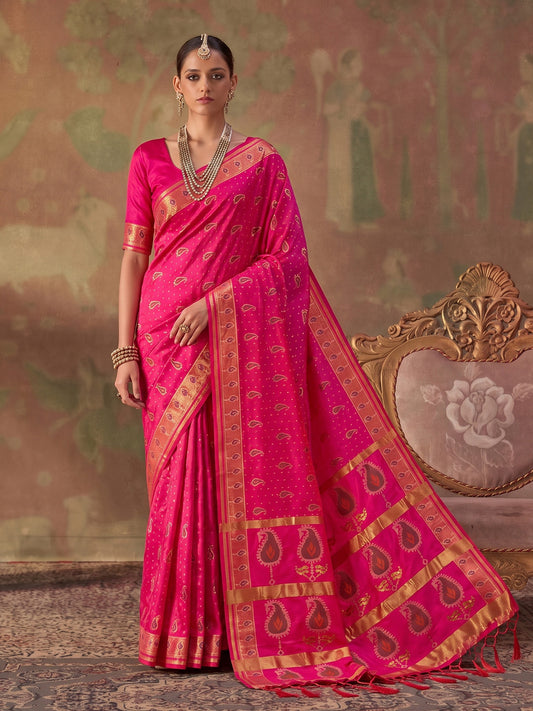 Light Pink Soft Silk Woven Paisley Saree | EZB SI04 SUKHV1008