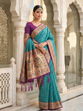 Turq Banarasi Silk Contrast Pallu Saree | EZB SI04 SUKLN1002