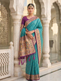 Turq Banarasi Silk Contrast Pallu Saree | EZB SI04 SUKLN1002