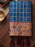 Blue Banarasi Silk Contrast Pallu Saree | EZB SI04 SUKLN1003