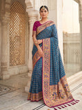 Blue Banarasi Silk Contrast Pallu Saree | EZB SI04 SUKLN1003