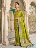 Green Banarasi Silk Contrast Pallu Saree | EZB SI04 SUKLN1004