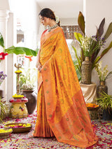 Yellow Soft Silk Brocade Saree | EZB SI04 SUKNC 1005