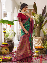 Green Soft Silk Brocade Saree | EZB SI04 SUKNC 1006