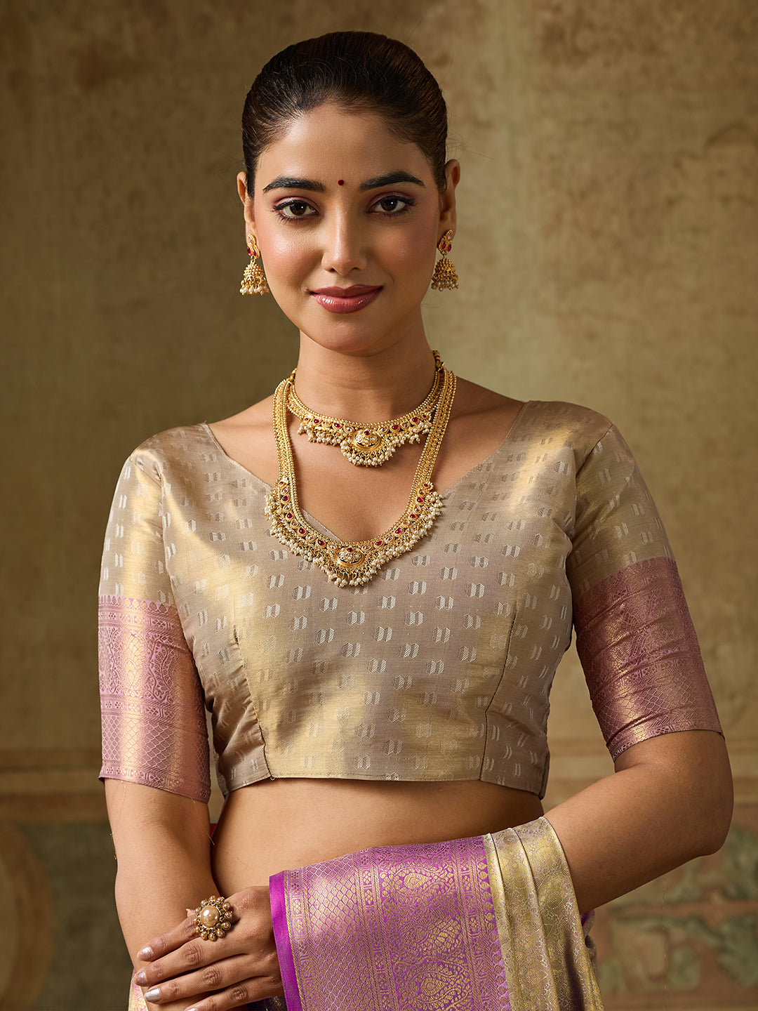 Cream Kanchivaram Silk Banarasi Saree | EZB SI04 SUKPS1001