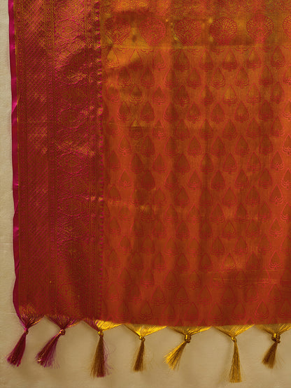 Orange Kanchivaram Silk Banarasi Saree | EZB SI04 SUKPS1002