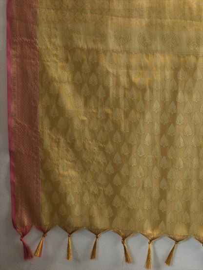 Golden Kanchivaram Silk Banarasi Saree | EZB SI04 SUKPS1003