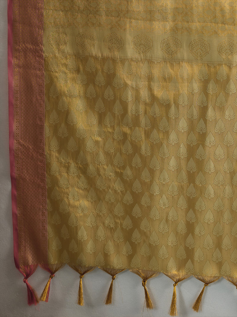 Golden Kanchivaram Silk Banarasi Saree | EZB SI04 SUKPS1003
