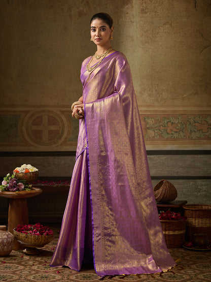 Lavender Kanchivaram Silk Banarasi Saree | EZB SI04 SUKPS1004