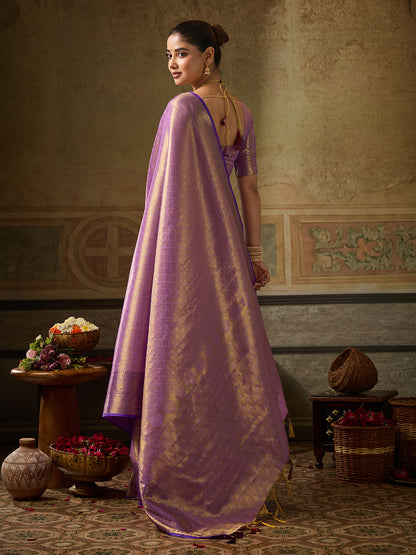 Lavender Kanchivaram Silk Banarasi Saree | EZB SI04 SUKPS1004