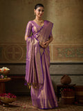 Lavender Kanchivaram Silk Banarasi Saree | EZB SI04 SUKPS1004