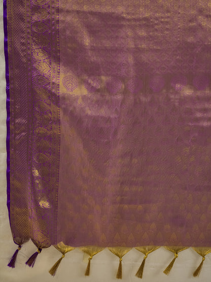 Lavender Kanchivaram Silk Banarasi Saree | EZB SI04 SUKPS1004