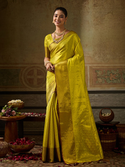 Mustard Kanchivaram Silk Banarasi Saree | EZB SI04 SUKPS1005