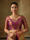 Wine Kanchivaram Silk Banarasi Saree | EZB SI04 SUKPS1006