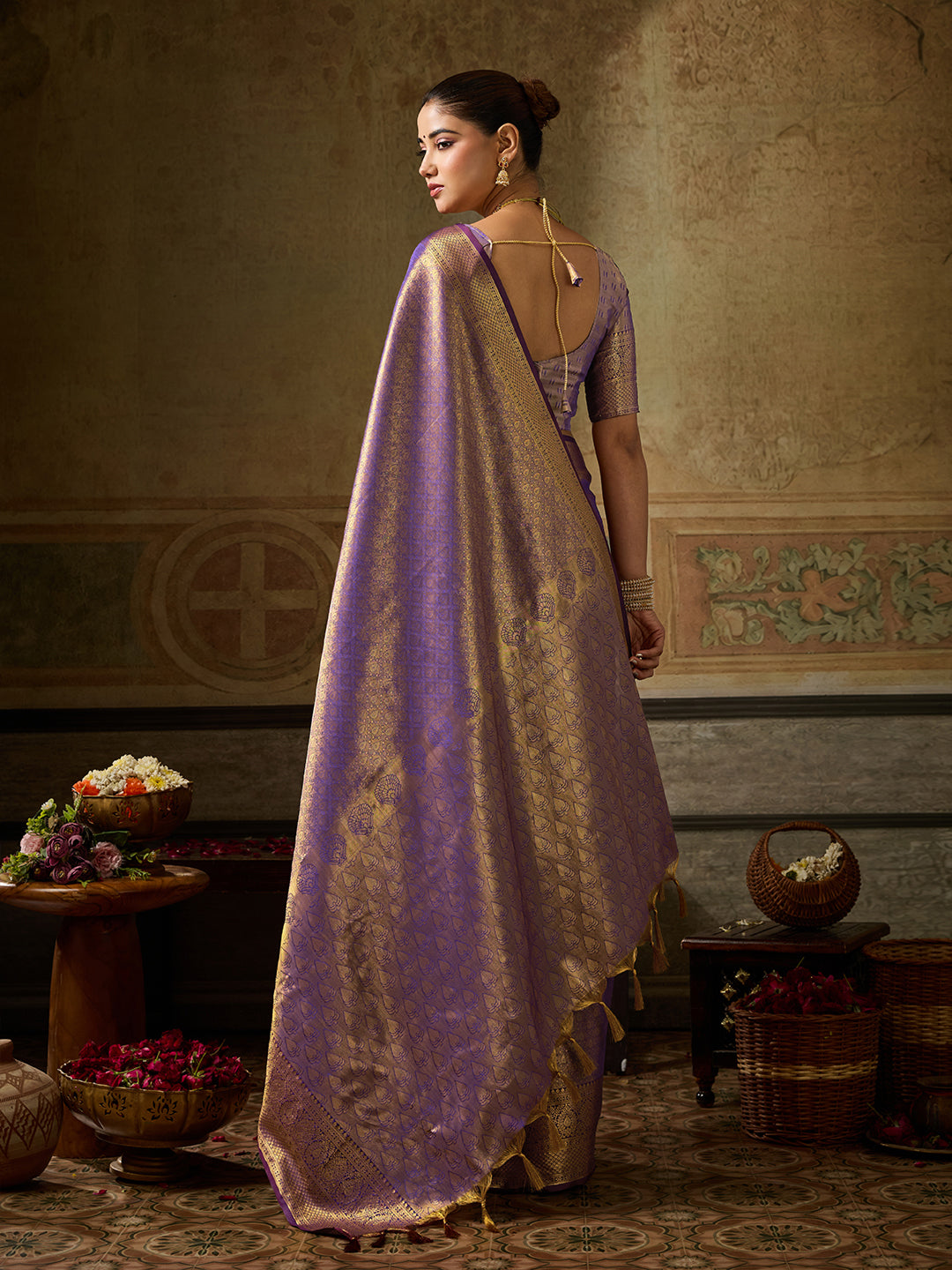 Purple Kanchivaram Silk Banarasi Saree | EZB SI04 SUKPS1007