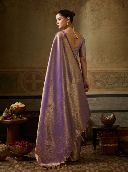 Purple Kanchivaram Silk Banarasi Saree | EZB SI04 SUKPS1007